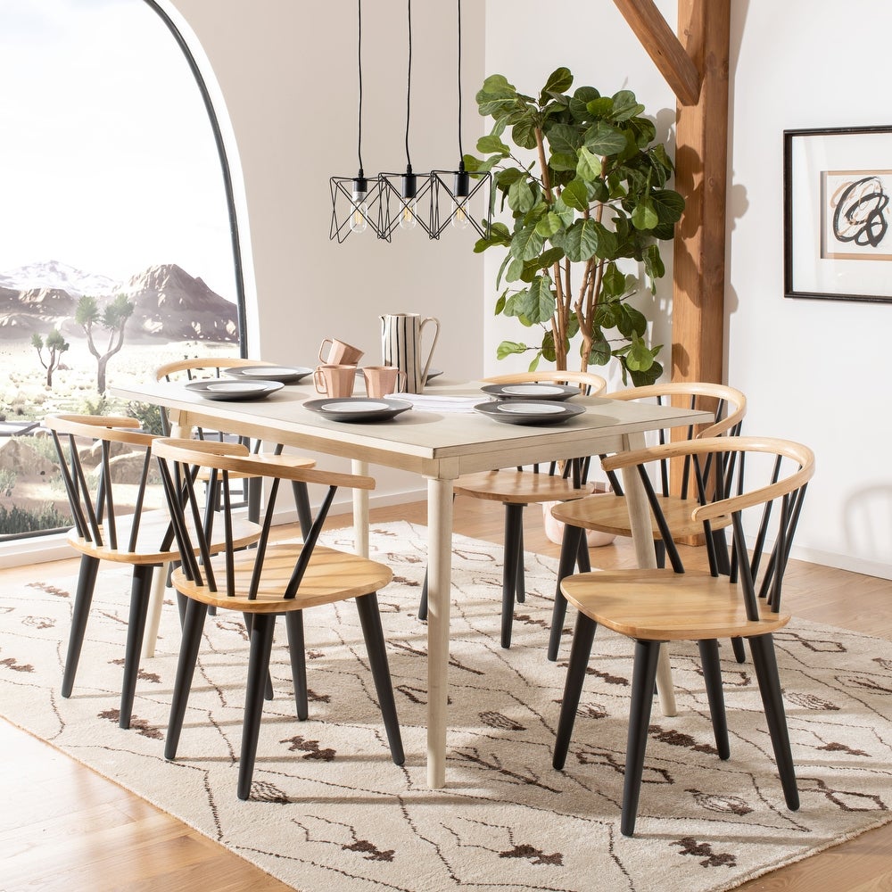 SAFAVIEH Dining Country Blanchard Natural / Grey Dining Chairs (Set of 2) - 21.3