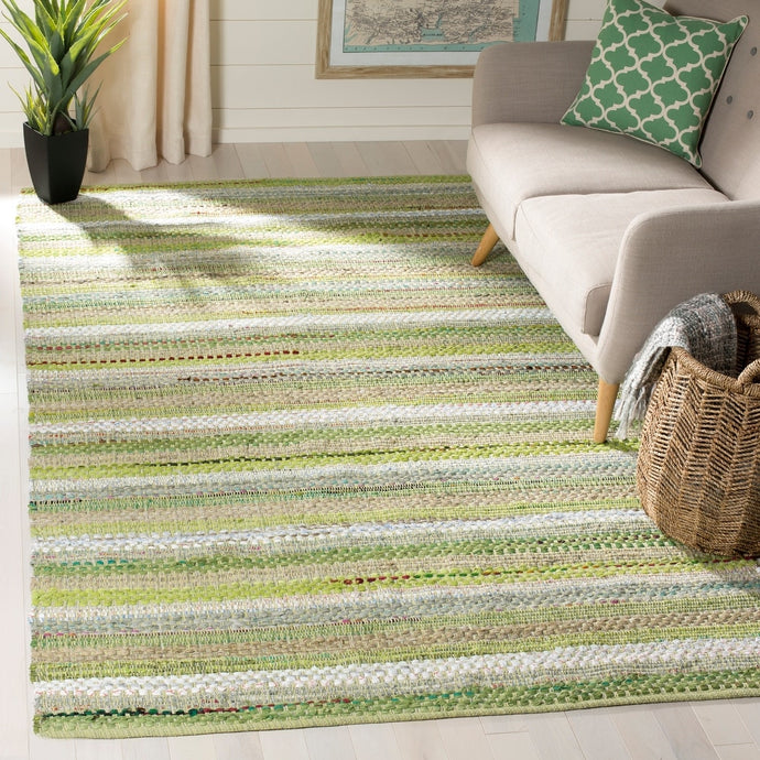 Handmade Boho Stripe Cotton Coastal Soft Area Rug