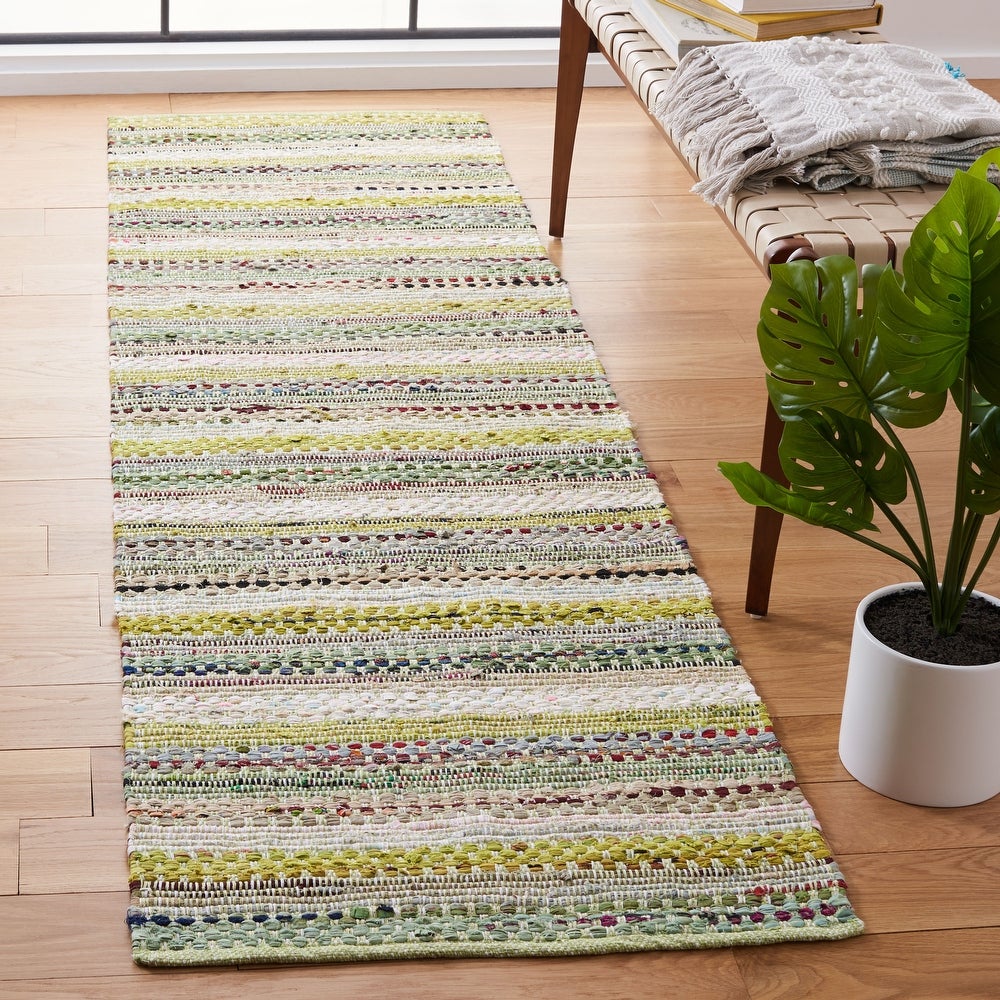 Handmade Boho Stripe Cotton Coastal Soft Area Rug