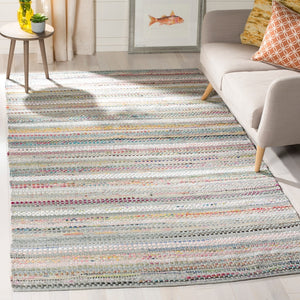 Handmade Boho Stripe Cotton Coastal Soft Area Rug