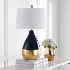 Lighting 24-inch Kingship Navy/ Gold Table Lamp (Set of 2)