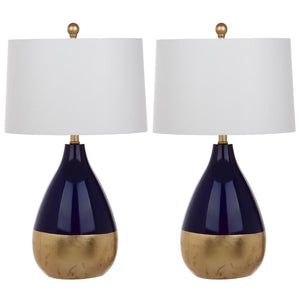 Lighting 24-inch Kingship Navy/ Gold Table Lamp (Set of 2)