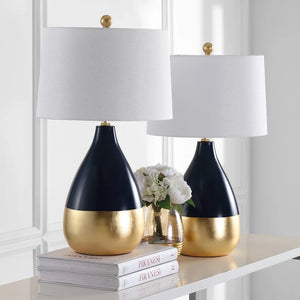 Lighting 24-inch Kingship Navy/ Gold Table Lamp (Set of 2)