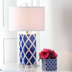 Lighting 27-inch Navy Garden Lattice Table Lamp (Set of 2) - 15"x15"x27"