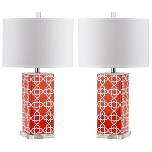 Lighting 27-inch Orange Quatrefoil Table Lamp (Set of 2)