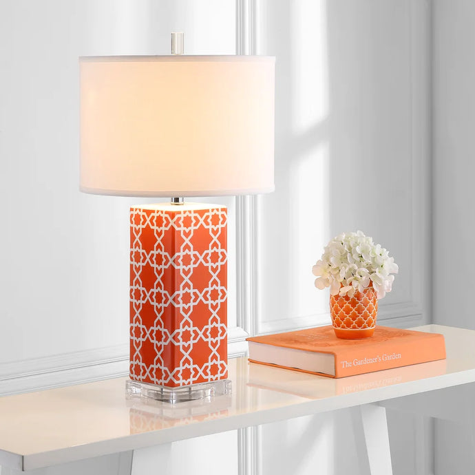 Lighting 27-inch Orange Quatrefoil Table Lamp (Set of 2)