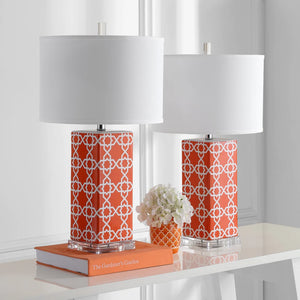 Lighting 27-inch Orange Quatrefoil Table Lamp (Set of 2)