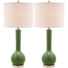 Lighting 31-inch Mae Long Neck Ceramic Green Table Lamp (Set of 2) - 14"x14"x30.5"