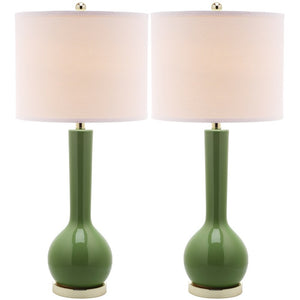 Lighting 31-inch Mae Long Neck Ceramic Green Table Lamp (Set of 2) - 14"x14"x30.5"