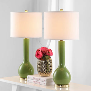 Lighting 31-inch Mae Long Neck Ceramic Green Table Lamp (Set of 2) - 14"x14"x30.5"