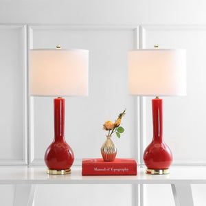 Lighting 31-inch Mae Long Neck Ceramic Red Table Lamp (Set of 2) - 14"x14"x30.5"