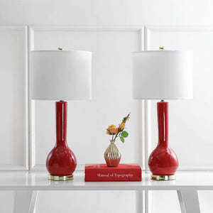 Lighting 31-inch Mae Long Neck Ceramic Red Table Lamp (Set of 2) - 14"x14"x30.5"