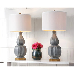 Lighting 32-inch Cleo Grey/ Gold Table Lamp (Set of 2) - 15"x15"x31.5"