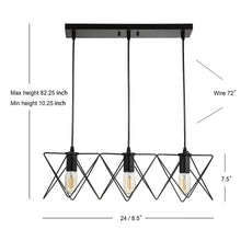 SAFAVIEH Lighting Pernille Adjustable 3-light LED Black Pendant - 24"x8.5"x10.3-82.3"