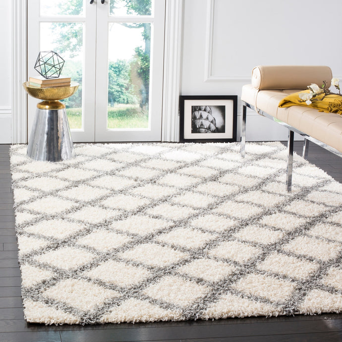 Ivory Grey Soft Plush Area Rug Shag