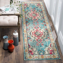 Distressed Light Blue Fuchsia Soft Area Rug