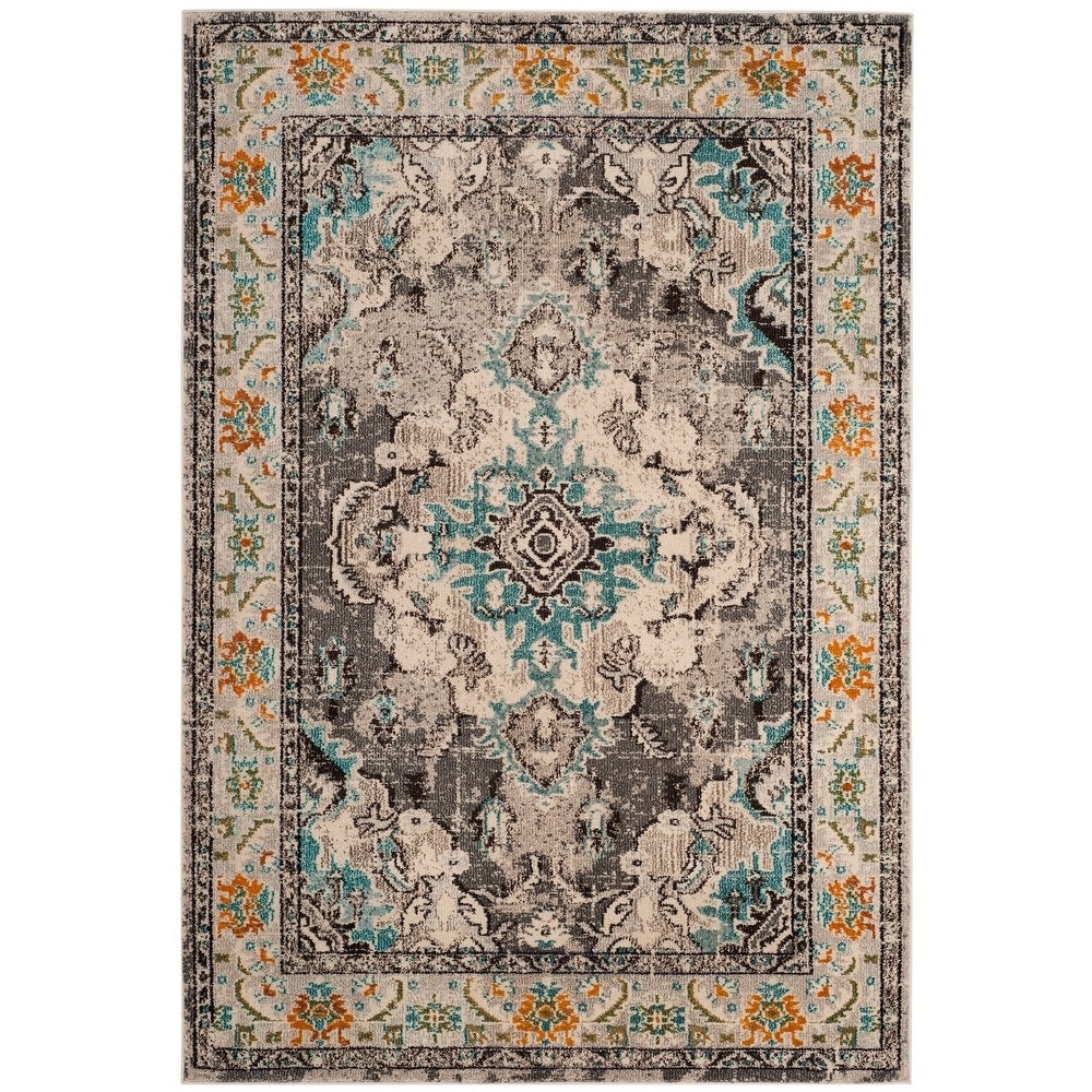 Distressed Grey Light Blue Soft Area Rug