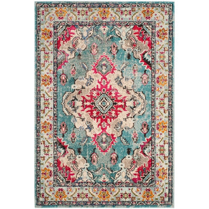 Distressed Light Blue Fuchsia Soft Area Rug