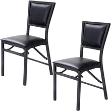 Set of 2 Folding Chairs Metal Chairs with Sponge Padded Backrest