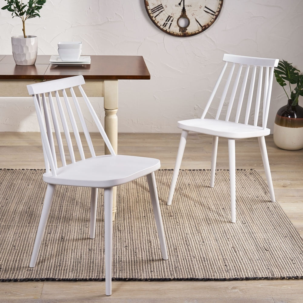 Set of 2 White Solid Contemporary Dining Chairs 30.25