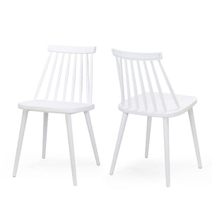 Set of 2 White Solid Contemporary Dining Chairs 30.25"