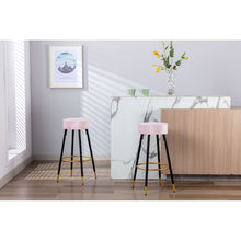 Set of 2, Velvet Kitchen Stools Dining Chair with Golden Footrest