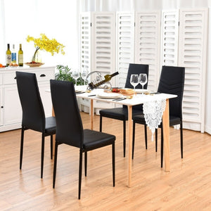 Set of 4 PVC Dining Side Metal Frame Chairs - 16" x 20.5" x 39" (L x W x H)