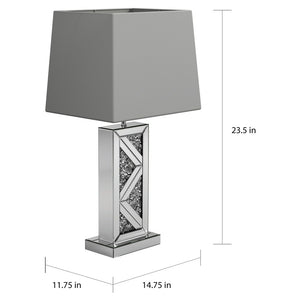 Silver Orchid Aasen Silver and White Geometric Table Lamp