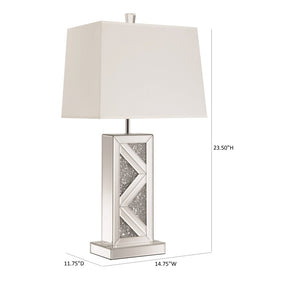 Silver Orchid Aasen Silver and White Geometric Table Lamp