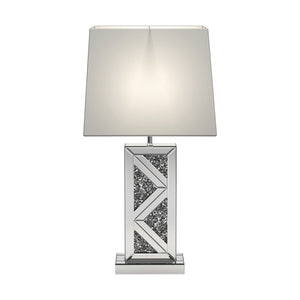 Silver Orchid Aasen Silver and White Geometric Table Lamp