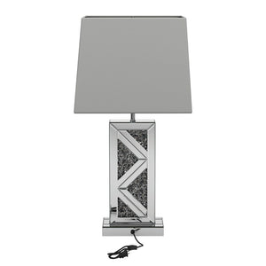 Silver Orchid Aasen Silver and White Geometric Table Lamp