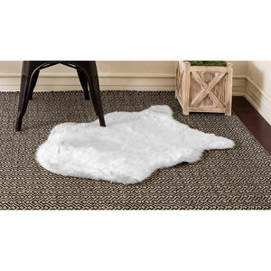 Andral White Faux Sheepskin Soft Fluffy Soft Area Rug