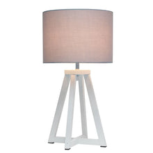 Simple Designs Interlocked Triangular Wood Table Lamp with Fabric Shade - NATURAL + BLACK