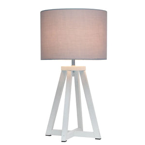 Simple Designs Interlocked Triangular Wood Table Lamp with Fabric Shade - NATURAL + BLACK