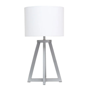 Simple Designs Interlocked Triangular Wood Table Lamp with Fabric Shade - NATURAL + BLACK