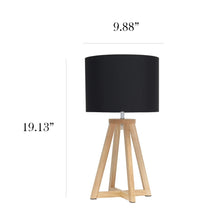 Simple Designs Interlocked Triangular Wood Table Lamp with Fabric Shade - NATURAL + BLACK