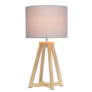 Simple Designs Interlocked Triangular Wood Table Lamp with Fabric Shade - NATURAL + BLACK