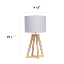 Simple Designs Interlocked Triangular Wood Table Lamp with Fabric Shade - NATURAL + BLACK