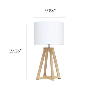 Simple Designs Interlocked Triangular Wood Table Lamp with Fabric Shade - NATURAL + BLACK