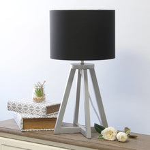 Simple Designs Interlocked Triangular Wood Table Lamp with Fabric Shade - NATURAL + BLACK