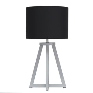 Simple Designs Interlocked Triangular Wood Table Lamp with Fabric Shade - NATURAL + BLACK