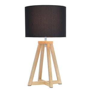 Simple Designs Interlocked Triangular Wood Table Lamp with Fabric Shade - NATURAL + BLACK