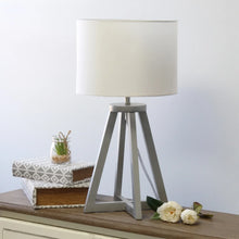 Simple Designs Interlocked Triangular Wood Table Lamp with Fabric Shade - NATURAL + BLACK