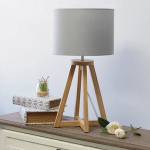 Simple Designs Interlocked Triangular Wood Table Lamp with Fabric Shade - NATURAL + BLACK