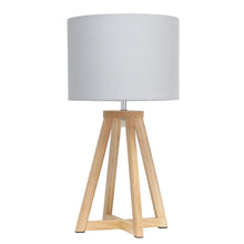 Simple Designs Interlocked Triangular Wood Table Lamp with Fabric Shade - NATURAL + BLACK