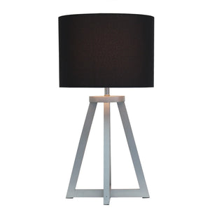 Simple Designs Interlocked Triangular Wood Table Lamp with Fabric Shade - NATURAL + BLACK