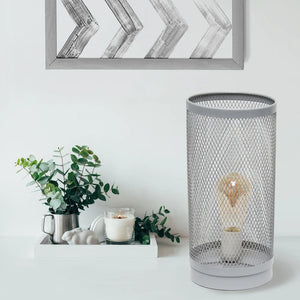 Simple Designs Mesh Cylindrical Steel Table Lamp