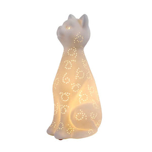 Simple Designs Porcelain Kitty Cat Shaped Animal Light Table Lamp - 5.51"W X 5.51"L X 12.2"H