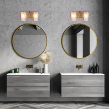 Modern Gold 2-light Bathroom Vanity Lights Frosted Glass Wall Sconces - L14" x W7.5" x H8"