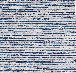 Contemporary Ivory Blue Stripes Area Rug